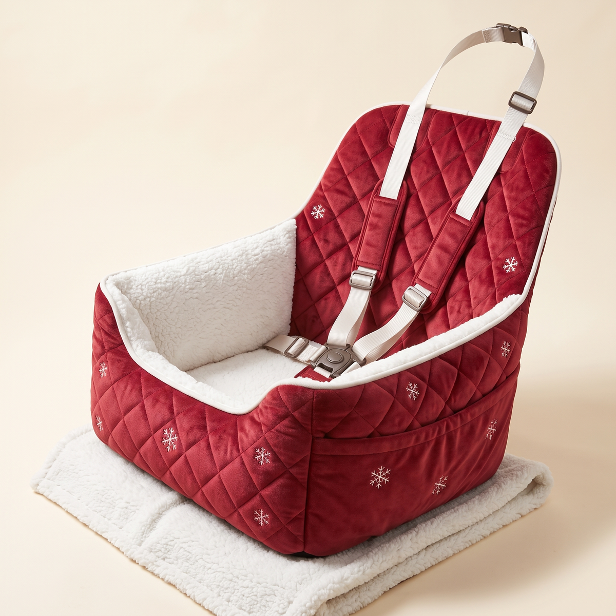 SnugRide Pet Car Seat - Snowflake Red (Christmas)